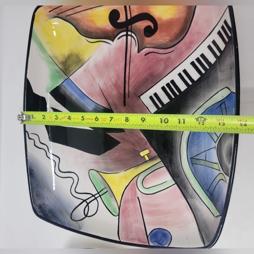 CLAY ART ALL THAT JAZZ STONELITE CLAY 16”"L SERVING PLATTER N BOWL 2001 - Picture 4 of 8